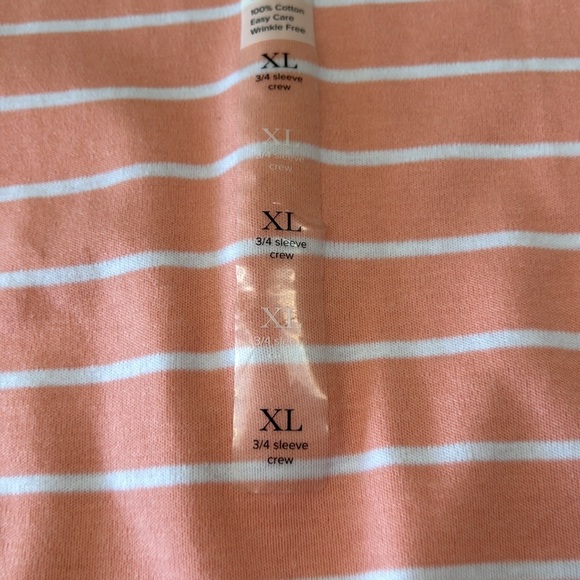 Kim Rogers pink stripe top. Sleeves are 3/4 length, 100% cotton, Size XL, NWT. - Picture 5 of 10